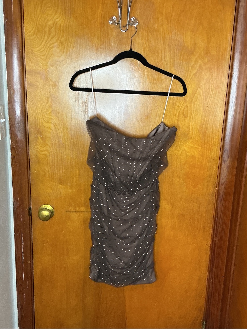 Windsor Taupe Strapless Mini Dress with Sparkle
